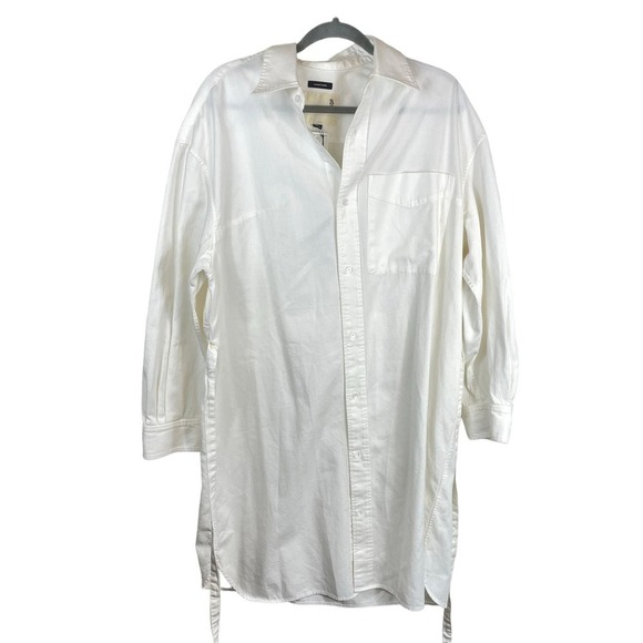 NWT R13 Oversized Oxford Button Up Belted Shirtdress White Size Medium - Picture 3 of 11